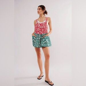 NWOT Free People Palm Bay Printed Shortalls